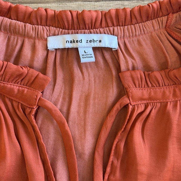 Naked Zebra Burnt Orange‎ Size Large L Blouse Top Excellent Condition Boho Chic - Picture 3 of 10